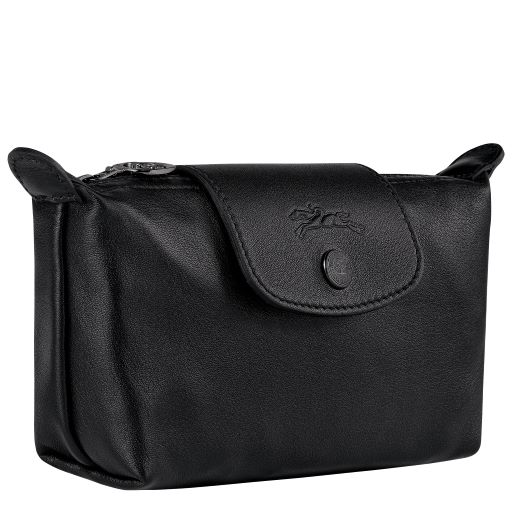 LONGCHAMP LE PLIAGE CUIR TROUSSE ZIPPEE NOIR