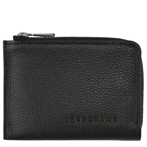 LONGCHAMP LE FOULONNE PORTE MONNAIE ZIPPE PLAT NOIR