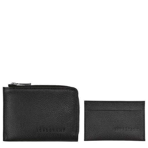 LONGCHAMP LE FOULONNE PORTE MONNAIE ZIPPE PLAT NOIR