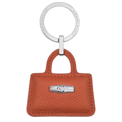 LONGCHAMP ROSEAU PORTE CLES SAC BRIQUE