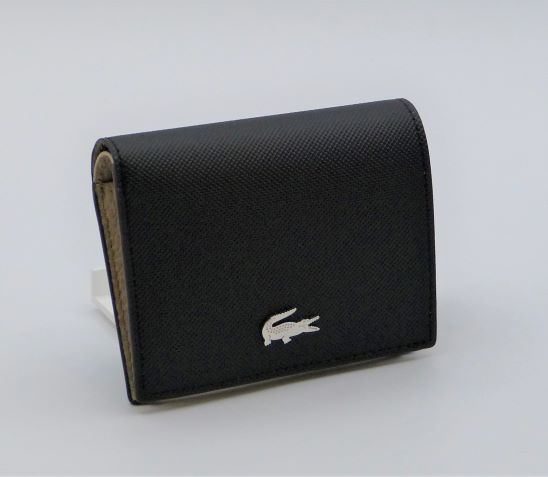 LACOSTE ANNA PORTEFEUILLE COMPACT NOIR / BEIGE