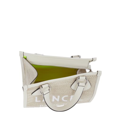 LANCEL SUMMER TOTE CABAS ZIPPE S NATUREL / BLANC