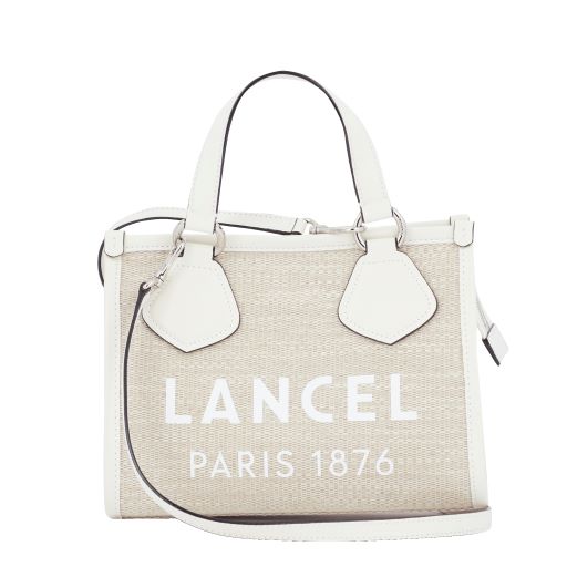 LANCEL SUMMER TOTE CABAS ZIPPE S NATUREL / BLANC