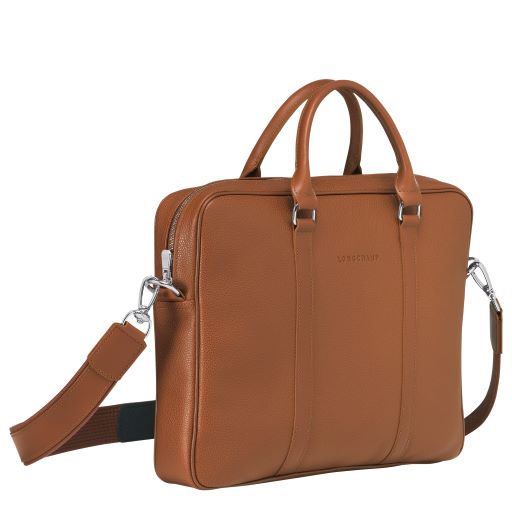 LONGCHAMP LE FOULONNE PORTE DOCUMENTS S AVEC BANDOULIERE CARAMEL