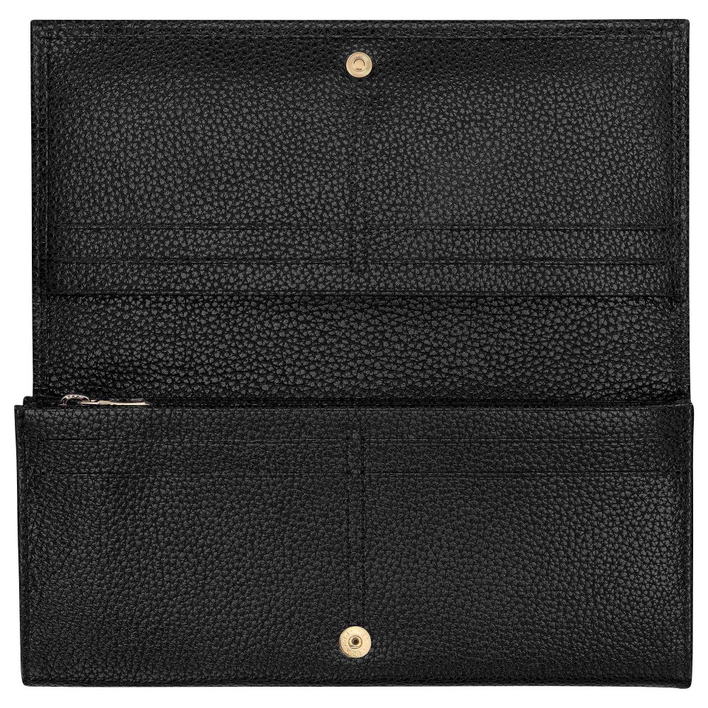 LONGCHAMP LE FOULONNE PORTEFEUILLE LONG A RABAT 14CC NOIR