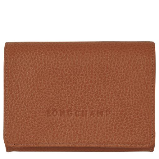 LONGCHAMP LE FOULONNE PORTE MONNAIE COMPACT A RABAT CARAMEL