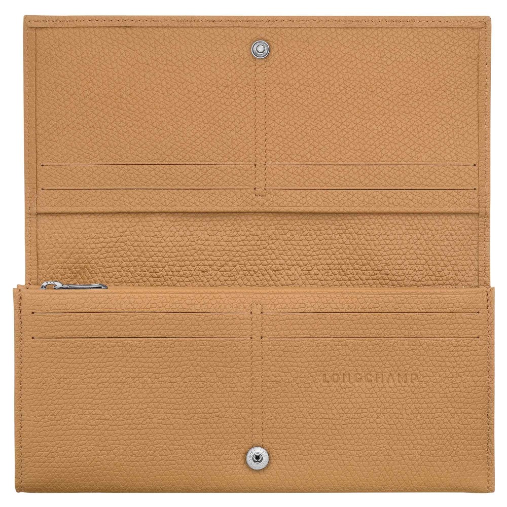LONGCHAMP ROSEAU PORTEFEUILLE LONG A RABAT 14CC NOIX