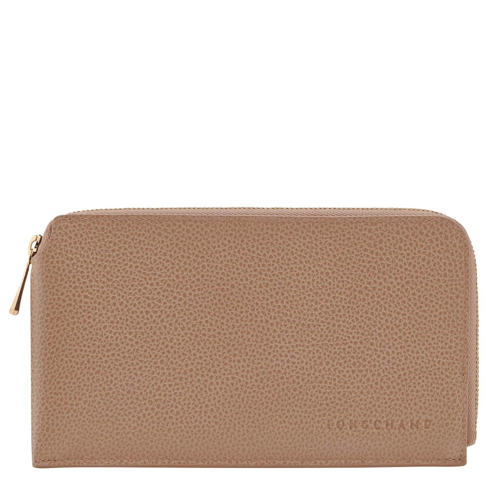 LONGCHAMP LE FOULONNE TROUSSE PLATE ZIPPEE 1CC BISCUIT