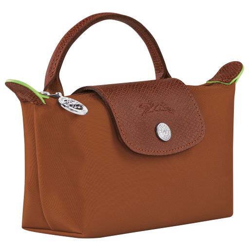 LONGCHAMP LE PLIAGE GREEN TROUSSE A RABAT COGNAC