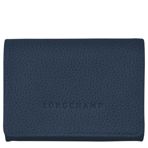 LONGCHAMP LE FOULONNE PORTE MONNAIE COMPACT A RABAT NAVY