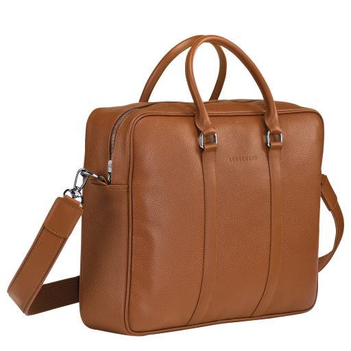 LONGCHAMP LE FOULONNE PORTE DOCUMENTS L AVEC BANDOULIERE CARAMEL