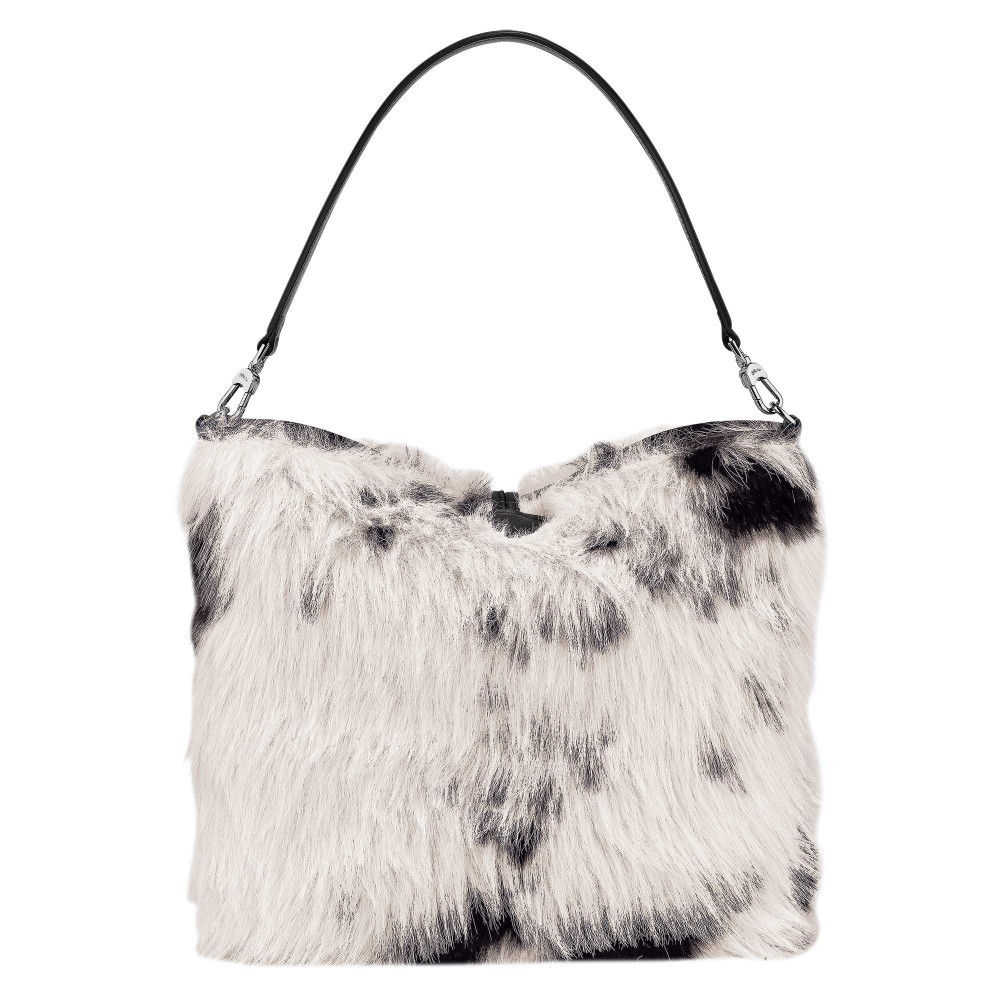 LONGCHAMP ROSEAU SHETLAND SAC PORTE EPAULE NOIR/BLANC