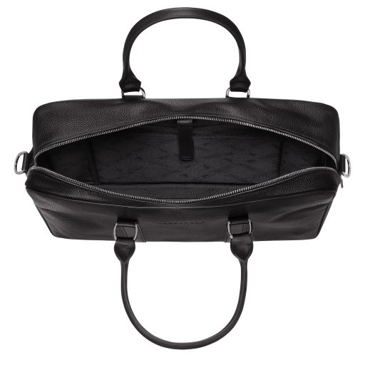 LONGCHAMP LE FOULONNE PORTE DOCUMENTS L AVEC BANDOULIERE NOIR