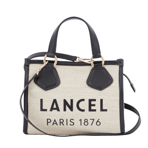 LANCEL SUMMER TOTE CABAS ZIPPE S NATUREL / NOIR